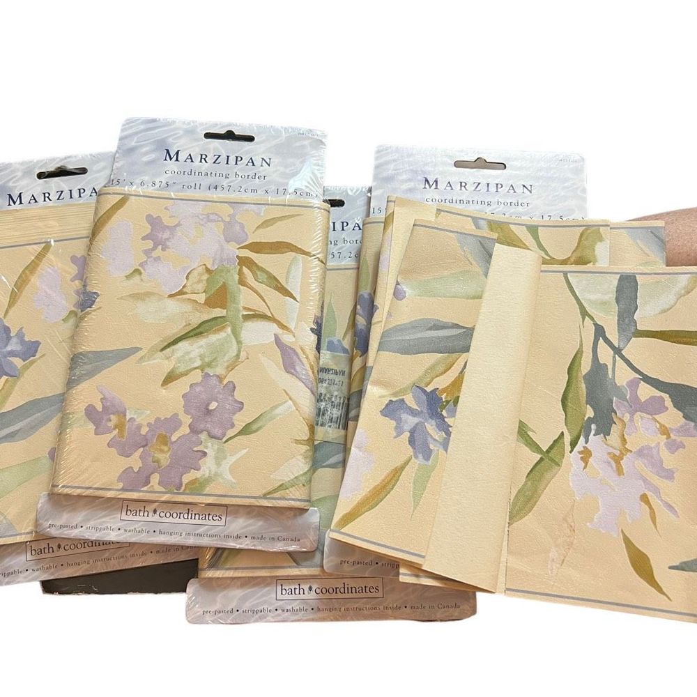 Marzipan Coordinating Border Pre-Pasted Floral Pattern Lot 3 NEW Packs 1 Partial